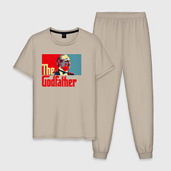 Пижама хлопковая мужская Godfather logo, цвет: миндальный