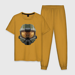 Пижама хлопковая мужская Halo Шлем Мастера Чифа, цвет: горчичный