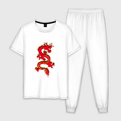Пижама хлопковая мужская Дракон, цвет: белый