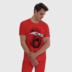 Пижама хлопковая мужская Дикая горилла, цвет: красный — фото 2
