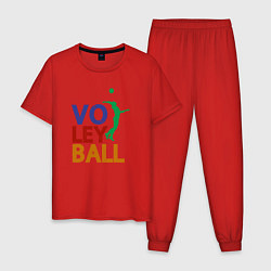 Пижама хлопковая мужская Game Volleyball, цвет: красный