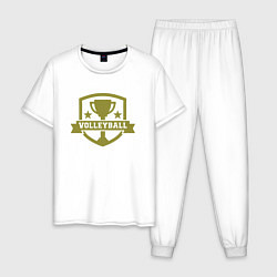 Пижама хлопковая мужская Чемпион - Волейбол, цвет: белый