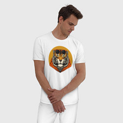 Пижама хлопковая мужская Тигра стиль, цвет: белый — фото 2