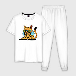 Пижама хлопковая мужская DJ Cat, цвет: белый