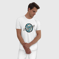 Пижама хлопковая мужская Sport - Volleyball, цвет: белый — фото 2