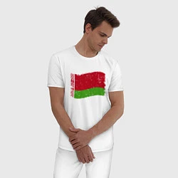 Пижама хлопковая мужская Флаг - Беларусь, цвет: белый — фото 2