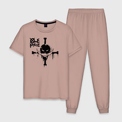 Пижама хлопковая мужская Пираты Белоуса One Piece, цвет: пыльно-розовый