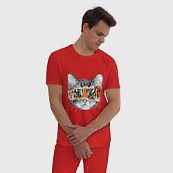 Пижама хлопковая мужская Тигровый гот, цвет: красный — фото 2