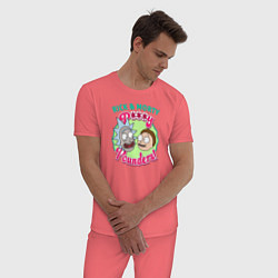 Пижама хлопковая мужская РиМ P***y Pounders!, цвет: коралловый — фото 2