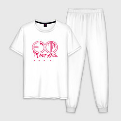 Пижама хлопковая мужская EXID Hot Pink, цвет: белый