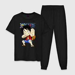 Пижама хлопковая мужская Манки Д Луффи One Piece, цвет: черный