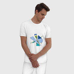 Пижама хлопковая мужская Динамическая абстракция, цвет: белый — фото 2