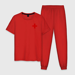 Пижама хлопковая мужская Hospital Classic, цвет: красный