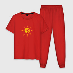 Пижама хлопковая мужская Солнце, цвет: красный