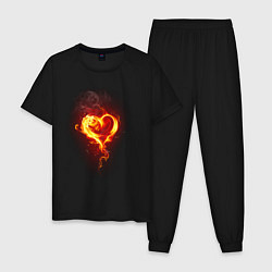 Пижама хлопковая мужская Пылкое сердце, цвет: черный