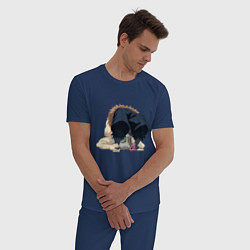 Пижама хлопковая мужская Клинок, рассекающий демонов, цвет: тёмно-синий — фото 2