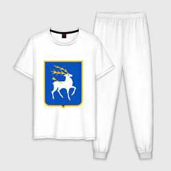 Пижама хлопковая мужская Герб казаков России, цвет: белый