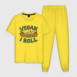 Пижама хлопковая мужская Vegan - How I Roll, цвет: желтый