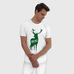 Пижама хлопковая мужская NBA - Bucks, цвет: белый — фото 2