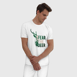 Пижама хлопковая мужская Fear The Deer, цвет: белый — фото 2