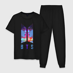 Пижама хлопковая мужская Logo BTS, цвет: черный