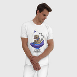 Пижама хлопковая мужская Space Animal, цвет: белый — фото 2