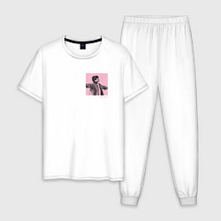 Пижама хлопковая мужская EUPHORIA BTS PINK Edition, цвет: белый