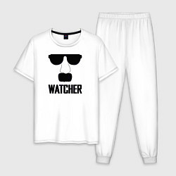 Пижама хлопковая мужская Шпион Watcher, цвет: белый