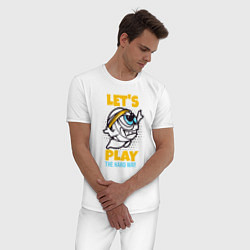 Пижама хлопковая мужская Play Volleyball, цвет: белый — фото 2