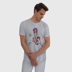 Пижама хлопковая мужская Единорог - Волейбол цвета меланж — фото 2