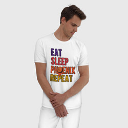 Пижама хлопковая мужская Eat, Sleep, Phoenix, цвет: белый — фото 2