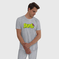 Пижама хлопковая мужская STUPID ЗОМБИ, цвет: меланж — фото 2