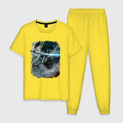 Пижама хлопковая мужская Леви, цвет: желтый
