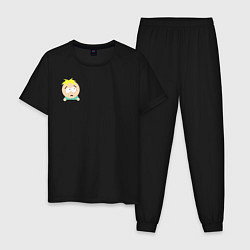 Пижама хлопковая мужская Баттерс в кармане, цвет: черный