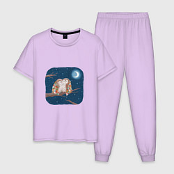 Пижама хлопковая мужская Ночные обнимашки цвета лаванда — фото 1