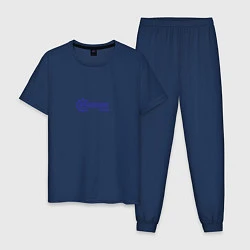 Пижама хлопковая мужская Инженер внутри, цвет: тёмно-синий