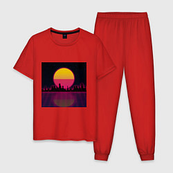 Пижама хлопковая мужская Neon City, цвет: красный