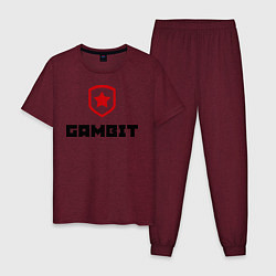 Пижама хлопковая мужская Gambit, цвет: меланж-бордовый