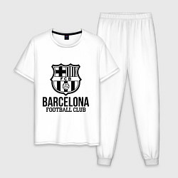 Пижама хлопковая мужская Barcelona FC, цвет: белый