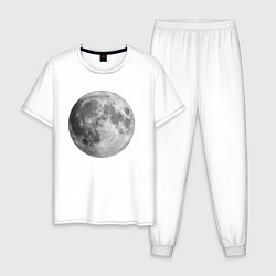 Пижама хлопковая мужская Полнолуние Лунная фаза, цвет: белый