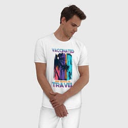 Пижама хлопковая мужская Вакцинируйся и путешествуй, цвет: белый — фото 2