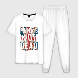 Пижама хлопковая мужская Punks not dead, цвет: белый