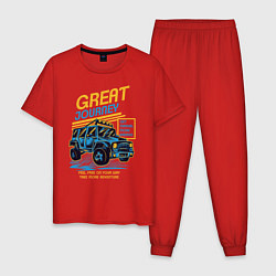 Пижама хлопковая мужская Авто внедорожник, цвет: красный