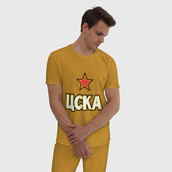 Пижама хлопковая мужская ЦСКА, цвет: горчичный — фото 2