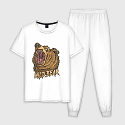 Пижама хлопковая мужская Wild Bear, цвет: белый