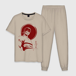 Пижама хлопковая мужская Ророноа Зоро One Piece, цвет: миндальный