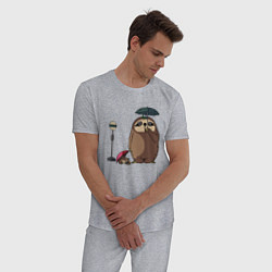 Пижама хлопковая мужская Тоторо Ленивец, цвет: меланж — фото 2