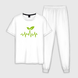 Пижама хлопковая мужская Vegan Pulse, цвет: белый