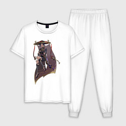 Пижама хлопковая мужская Скарамучча, цвет: белый
