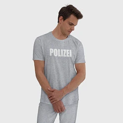 Пижама хлопковая мужская POLIZEI Полиция Надпись Белая, цвет: меланж — фото 2